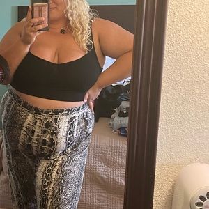 Snake print wide leg pants